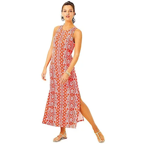 Lilly Pulitzer Ulla Maxi Dress in Flamingo Feather/Harbour View NWT - Size Large - Picture 2 of 9